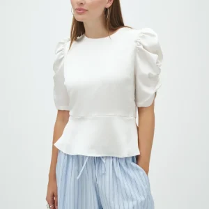 Venua Heavy Sateen Bluse - Pearl