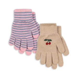 2-Pak Handsker, Cherry/Stripe, Konges Sløjd